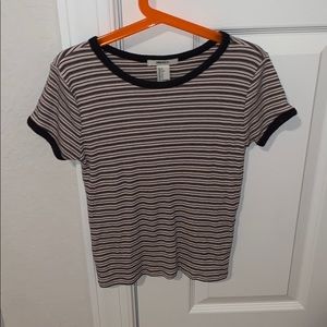 Pink and black striped tee